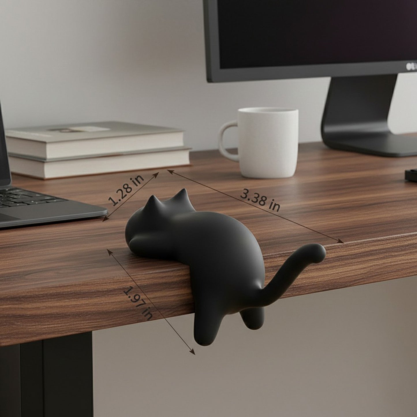 3-Piece Desk Edge Bag Hook with Cat-Shaped Design and Protective Non-Slip Surface