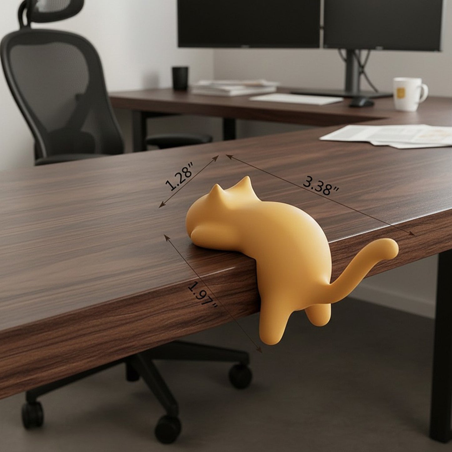 3-Piece Desk Edge Bag Hook with Cat-Shaped Design and Protective Non-Slip Surface