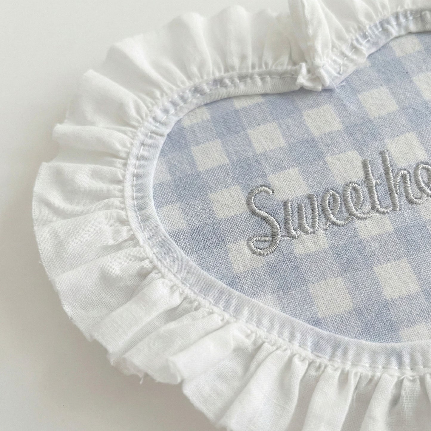 2-PC Heart Shaped Fabric Coaster with Ruffle Trim Table Protector