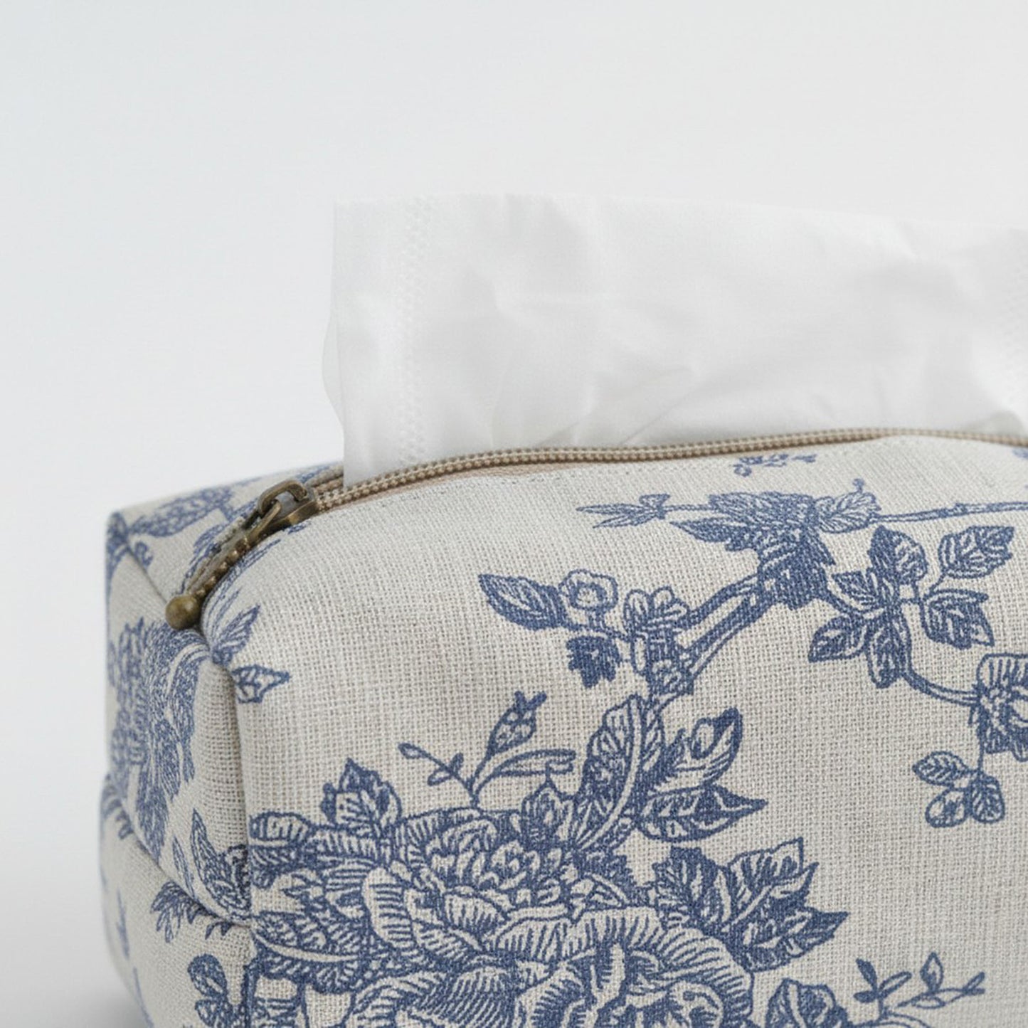 Floral Fabric Tissue Holder with Zippered Soft Cover