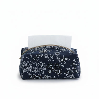 Floral Fabric Tissue Holder with Zippered Soft Cover
