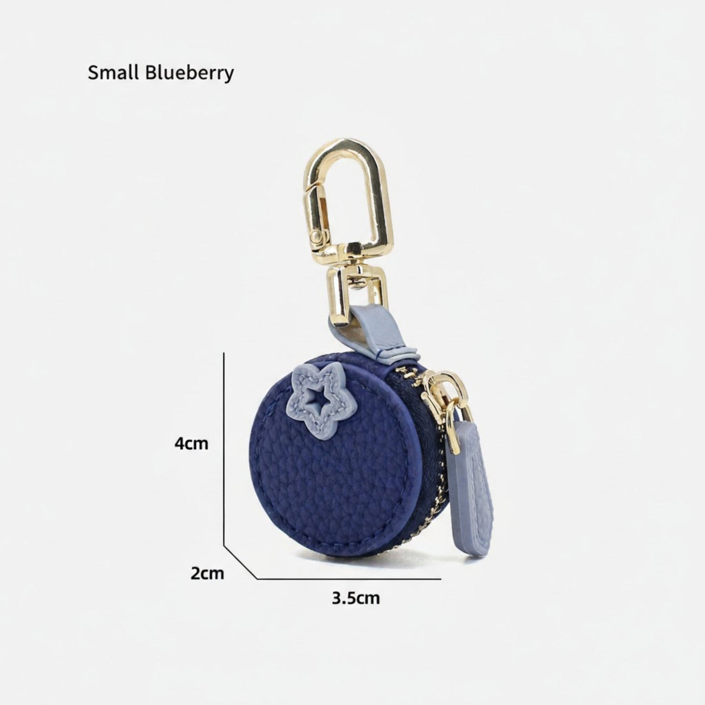 Mini Round Coin Pouch Keychain with Zipper Closure and Clip Attachment