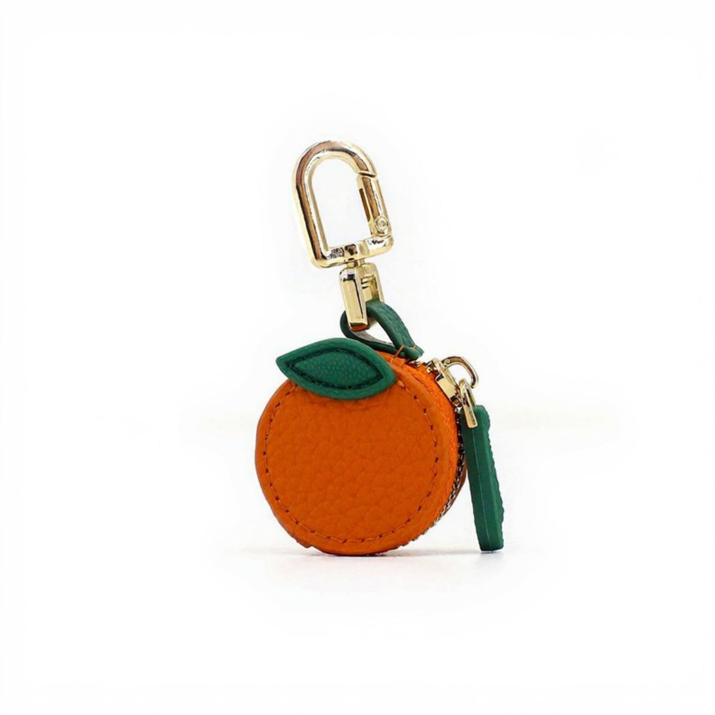 Mini Round Coin Pouch Keychain with Zipper Closure and Clip Attachment