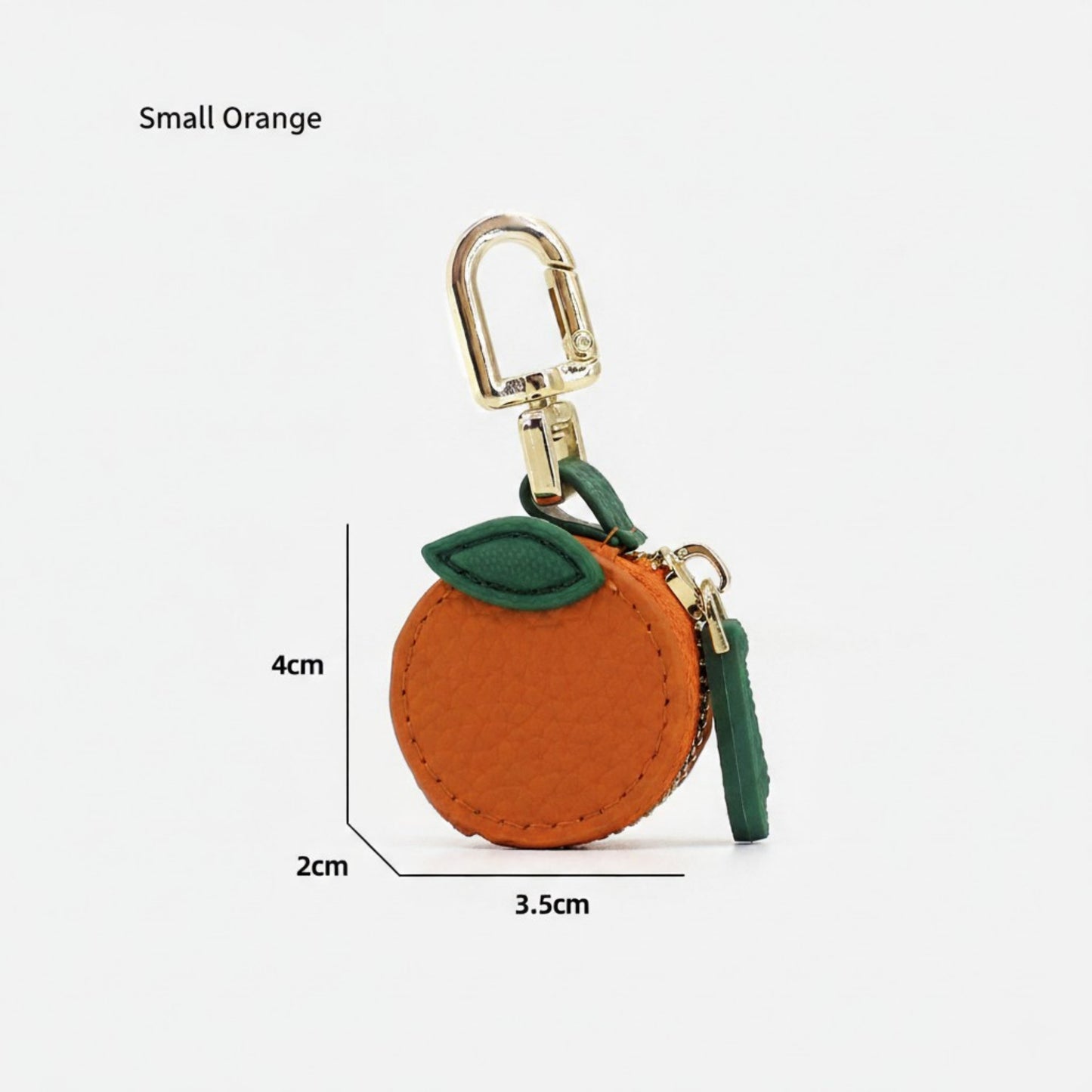 Mini Round Coin Pouch Keychain with Zipper Closure and Clip Attachment