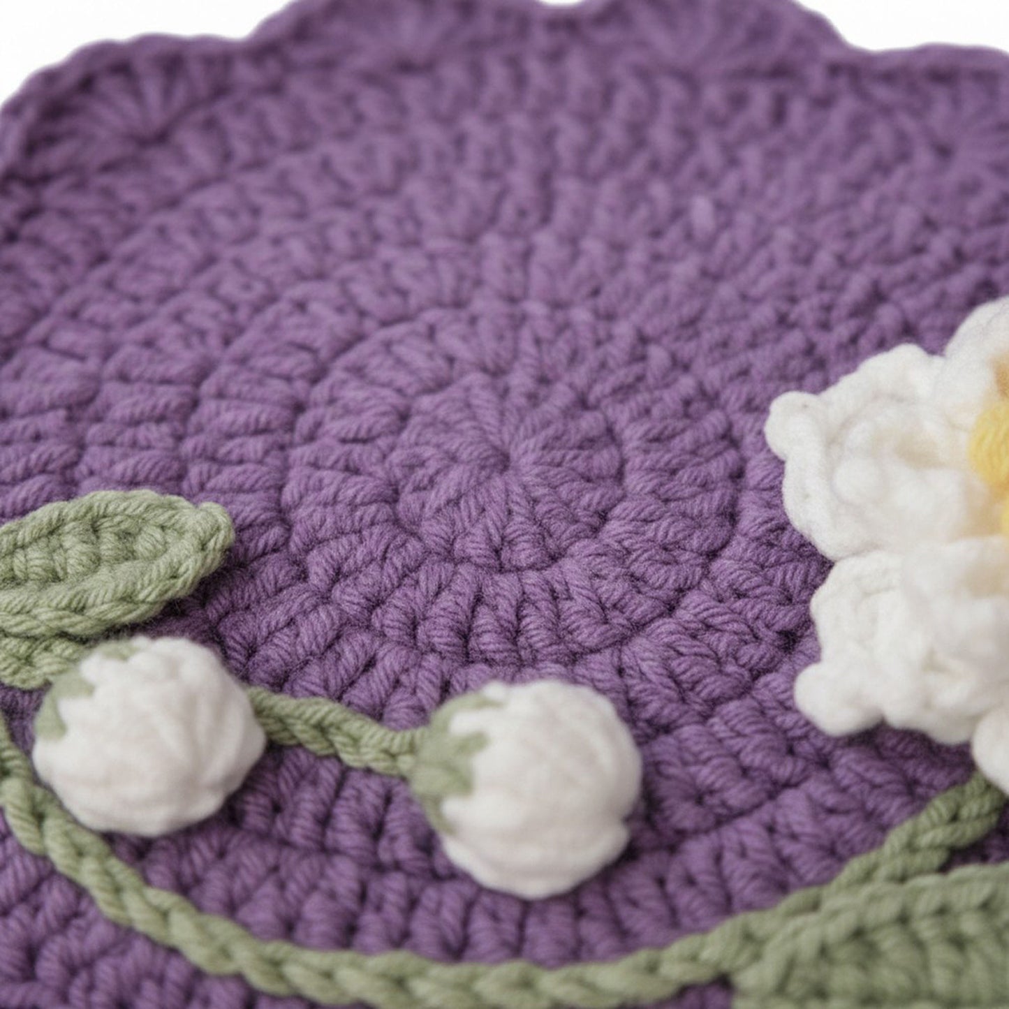 Crochet Flower Coaster Handmade Knit Table Protector