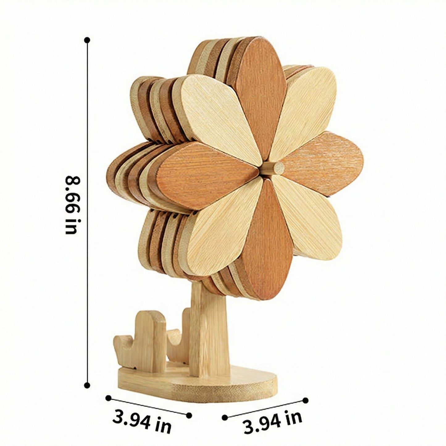 Wooden Flower Folding Coaster Set with Holder Stand