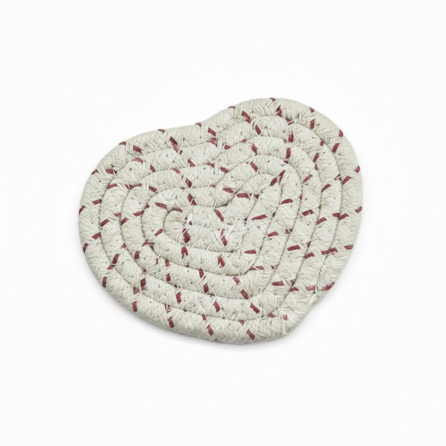 8-PC Heart Shaped Braided Coaster Set Soft Table Protectors
