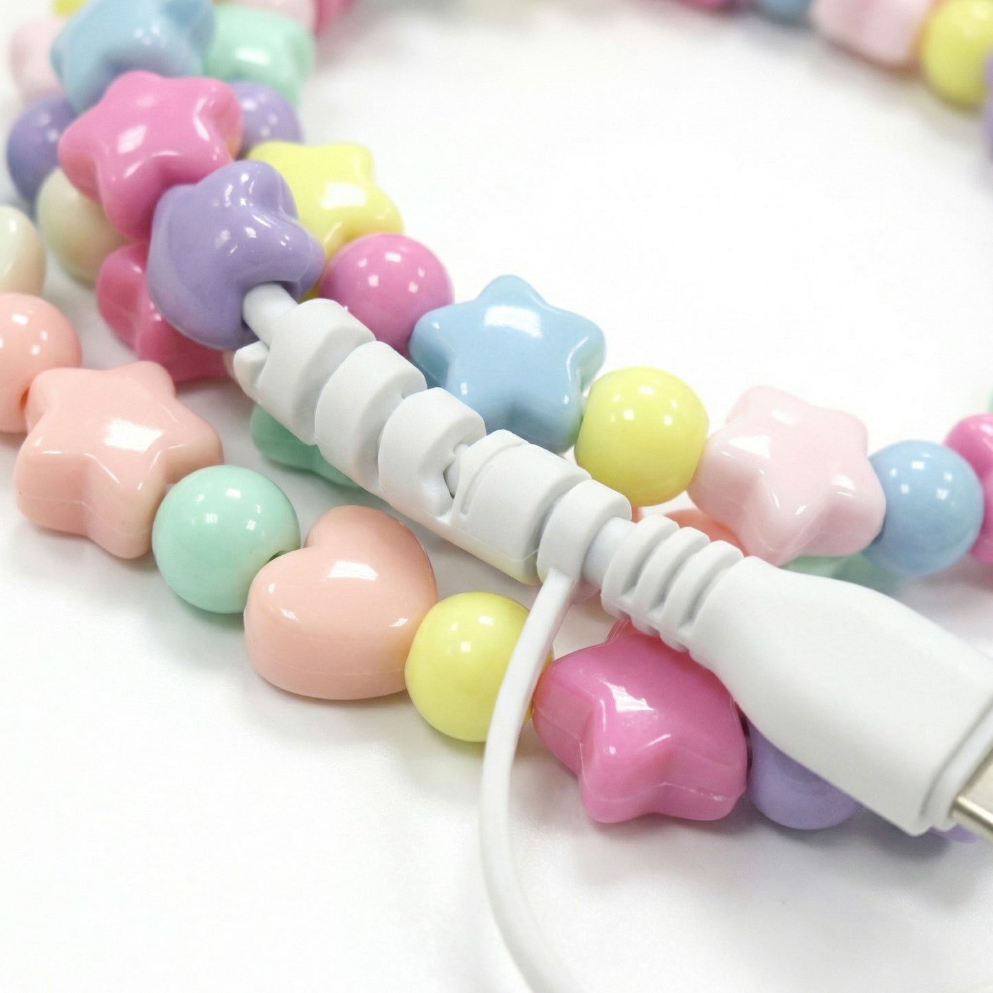 Colorful Beaded USB Charging Cable 4 in 1 Fast Charge Type C Lightning Micro USB Cute Cord