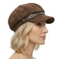 Suede-Look Baker Boy Newsboy Cap with Adjustable Buckle Strap Vintage Soft Fall Hat