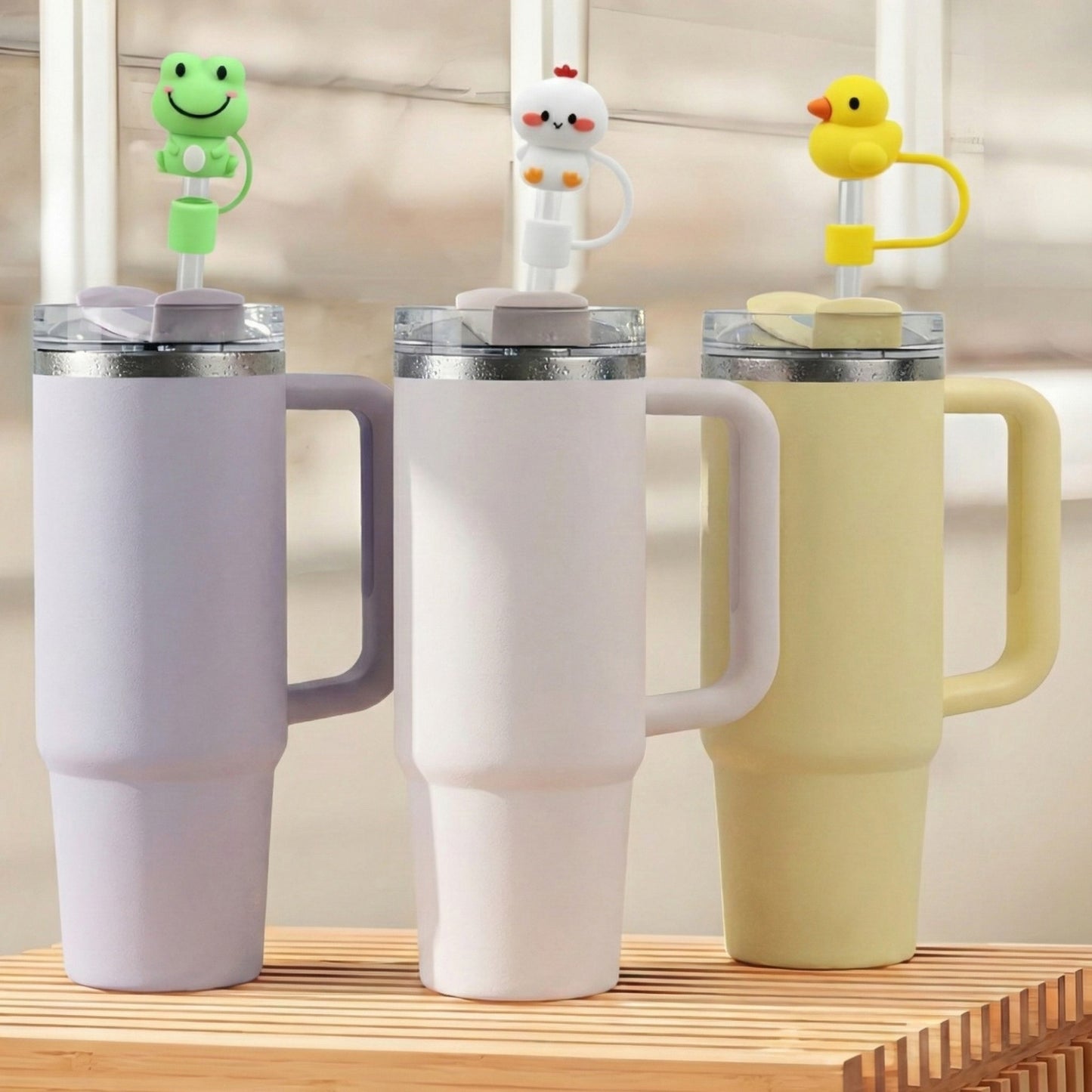 Animal Straw Cover Set 5 Pack Cute Silicone Tumbler Straw Caps Reusable Decorative Drink Accessories