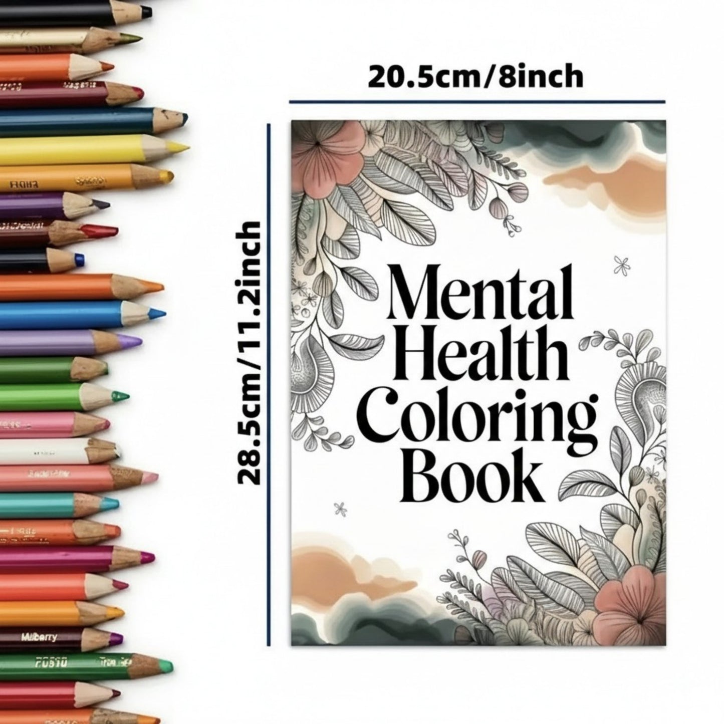 Adult Mindfulness Coloring Book with Floral Designs Stress Relief Art Activity Book 28 Pages