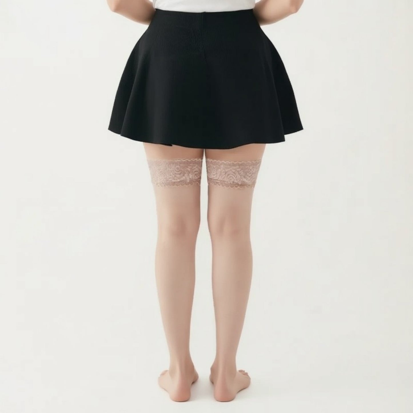 Lace Top Thigh High Stockings with Stretch Fit and Smooth Sheer Finish