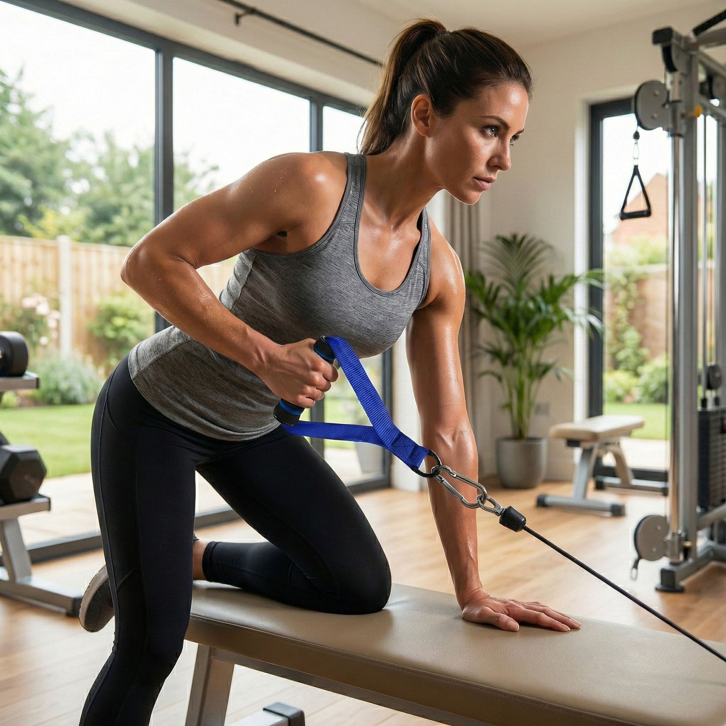 Resistance Band Handle Grip with Metal D Ring Attachment