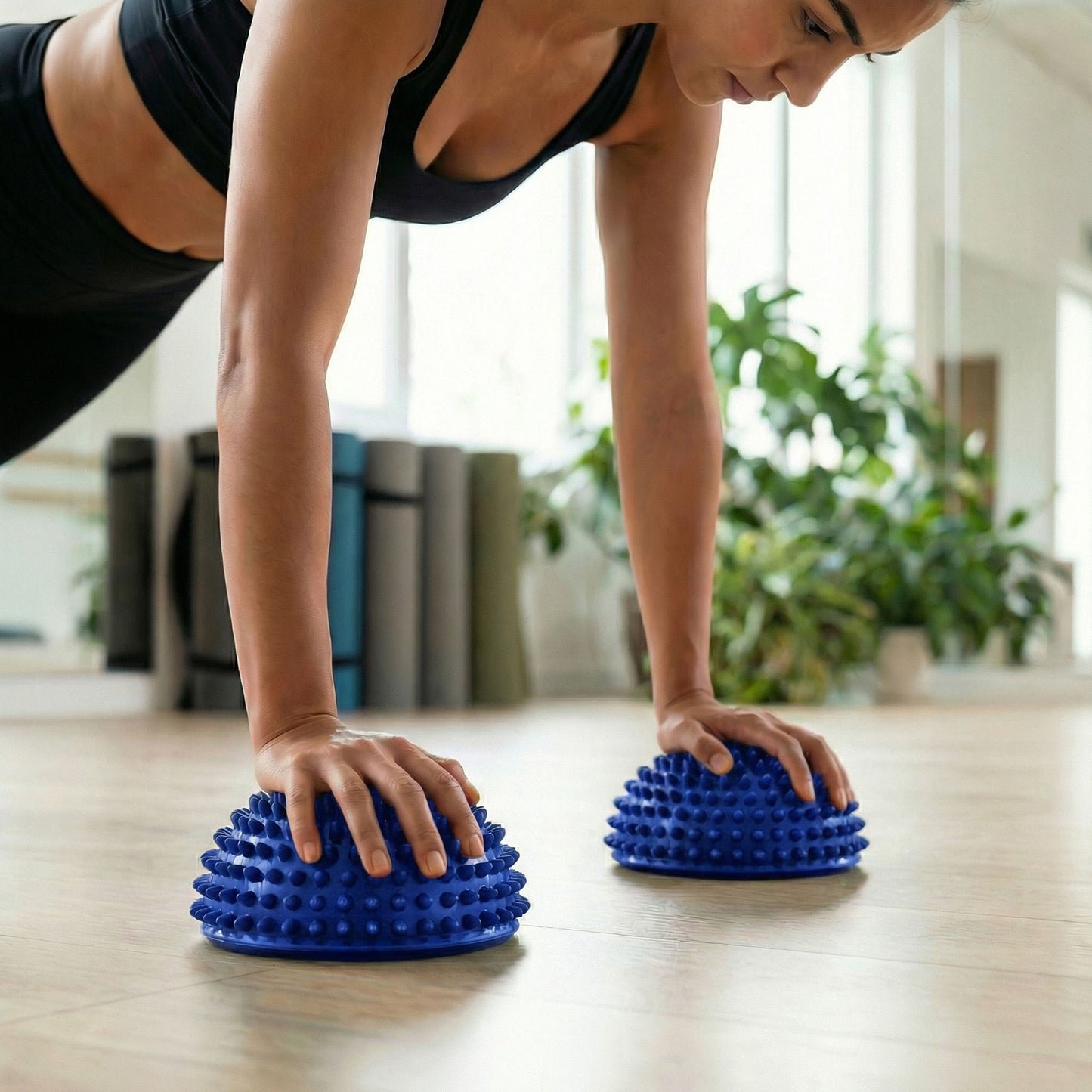 2-PC Half Balance Ball Trainer with Textured Grip Surface for Stability Core Strength