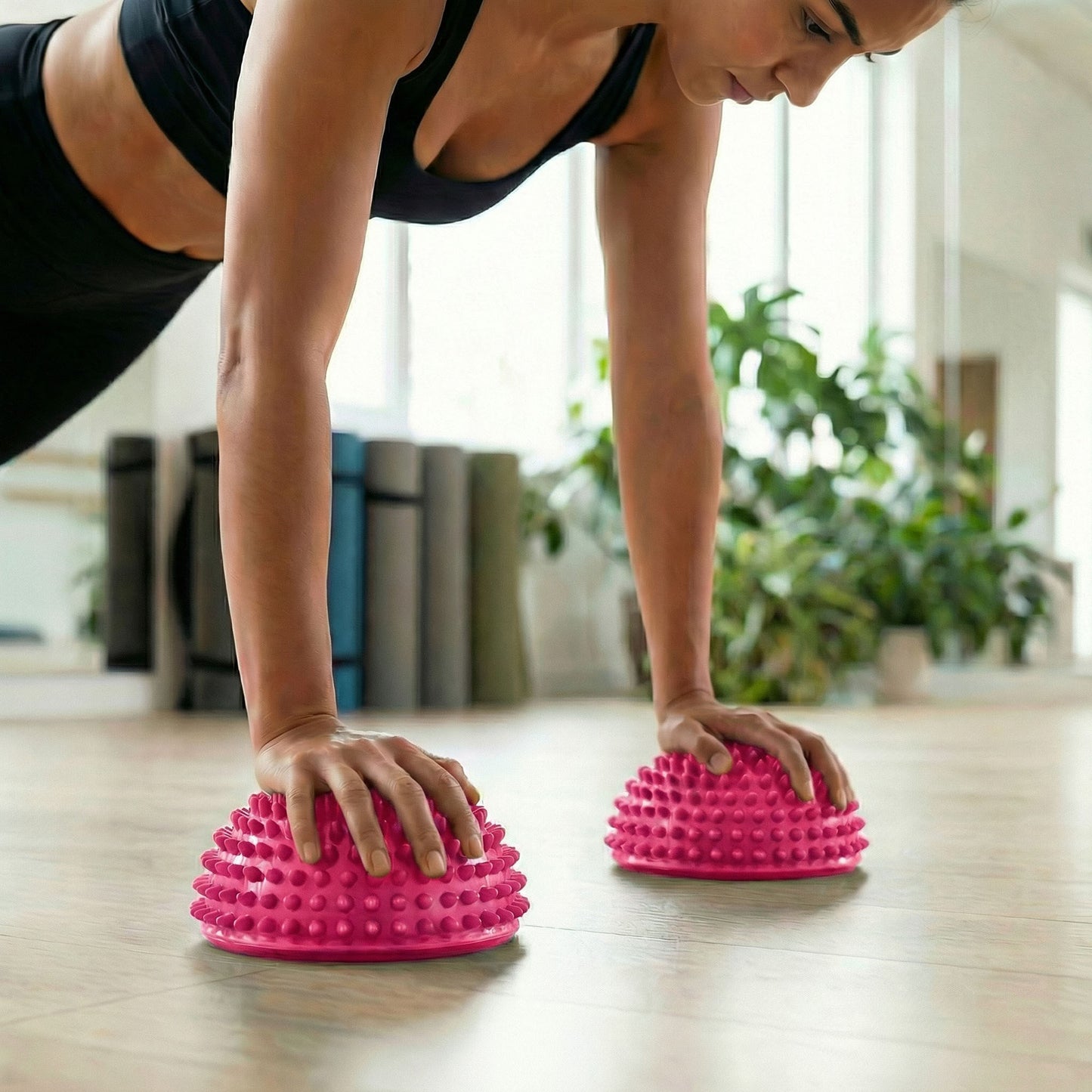 2-PC Half Balance Ball Trainer with Textured Grip Surface for Stability Core Strength