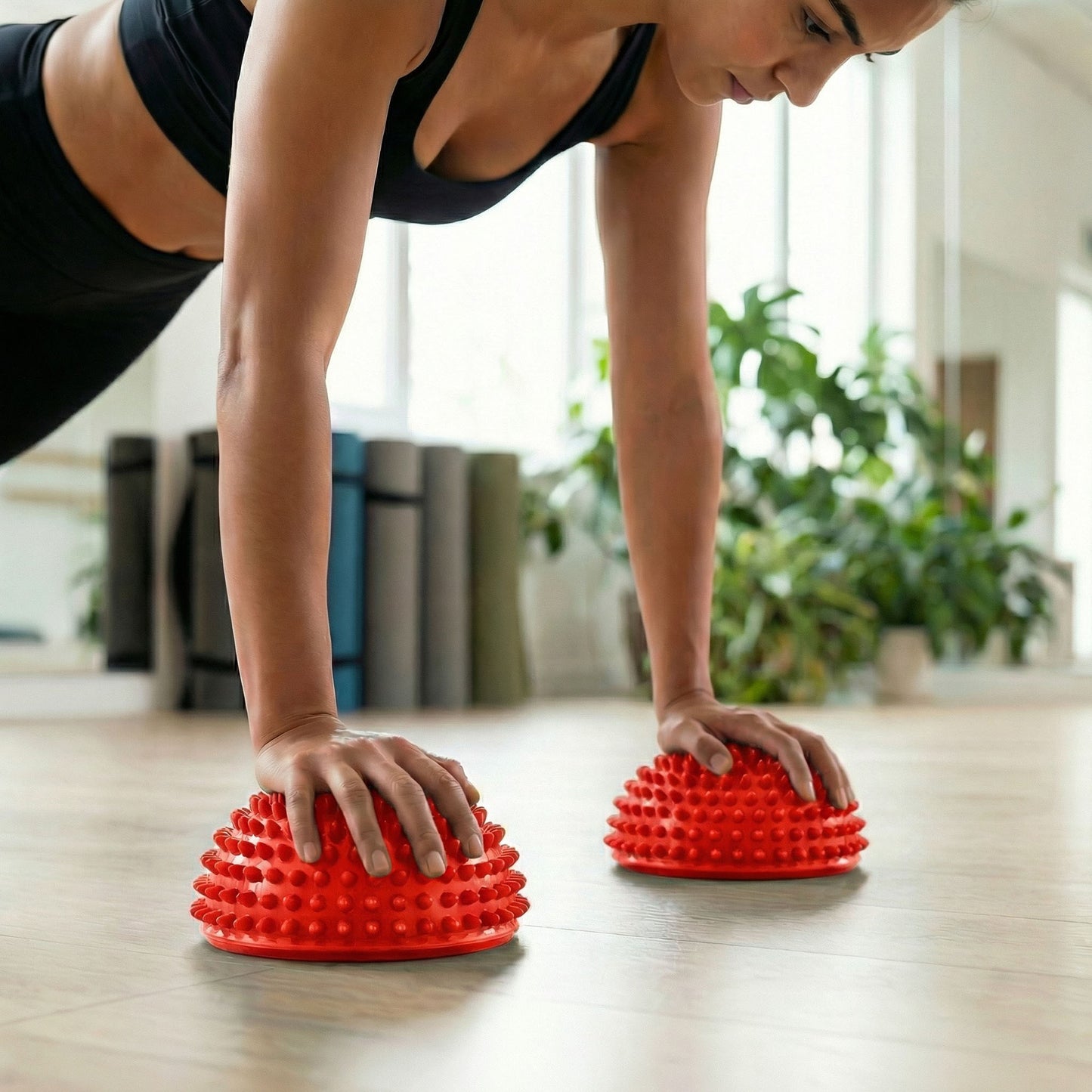 2-PC Half Balance Ball Trainer with Textured Grip Surface for Stability Core Strength