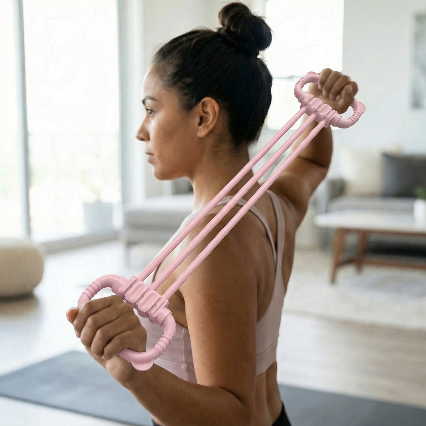 Resistance Exercise Band Bar with Dual Handles Elastic Stretch Training Fitness Tool