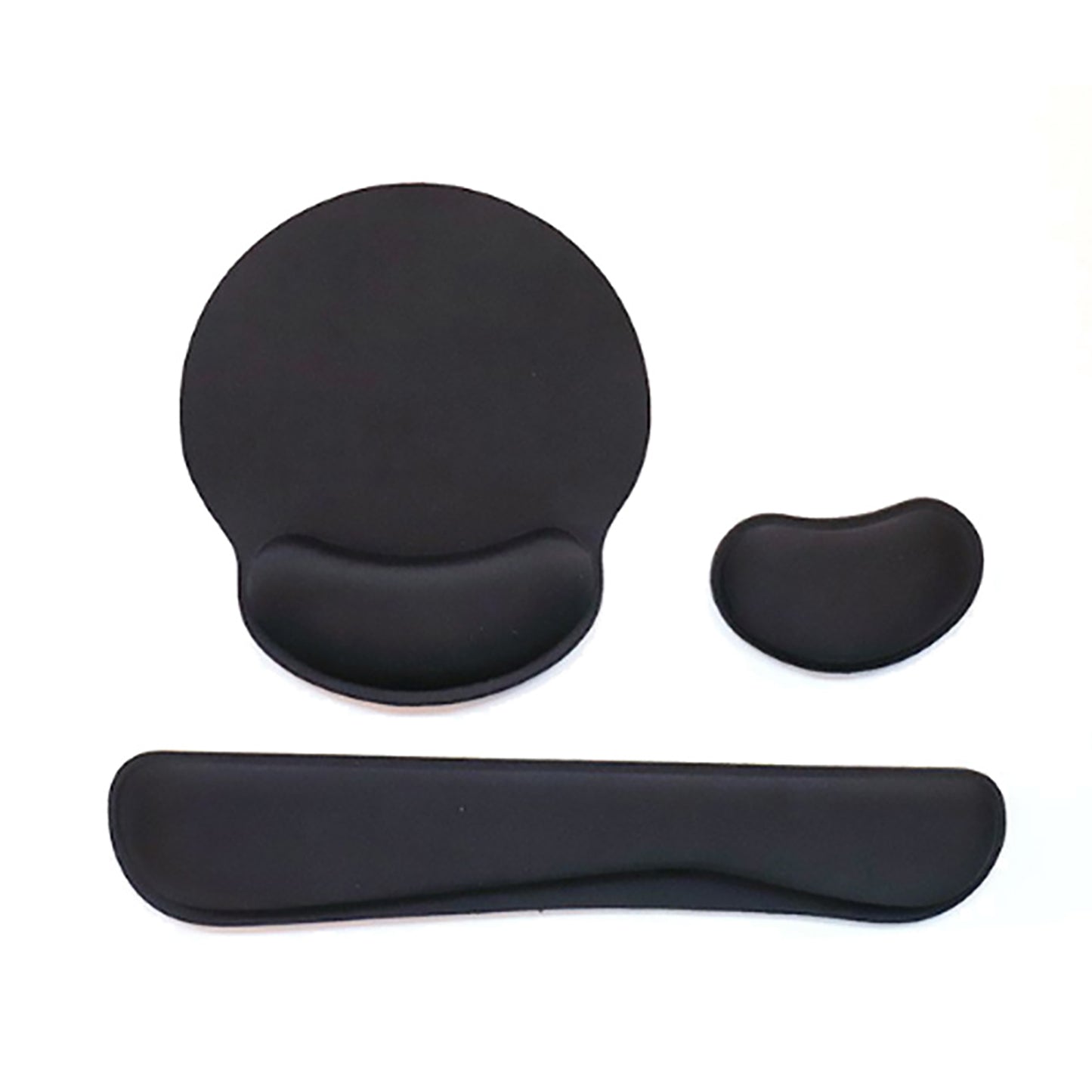 Black Fabric Mouse Pad with Ergonomic Wrist Rest 3 Piece Set Memory Foam Support
