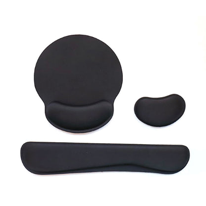 Black Fabric Mouse Pad with Ergonomic Wrist Rest 3 Piece Set Memory Foam Support