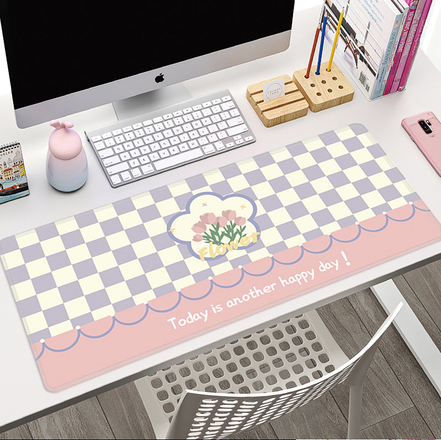 Large Fabric Desk Mouse Pad with Smooth Surface and Non Slip Base