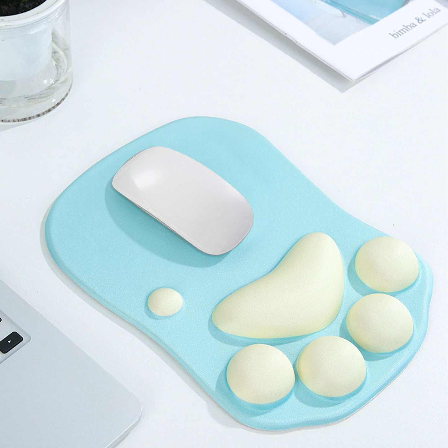 Soft Cloth Surface Mouse Pad with Cushioned Wrist Support and Non Slip Base