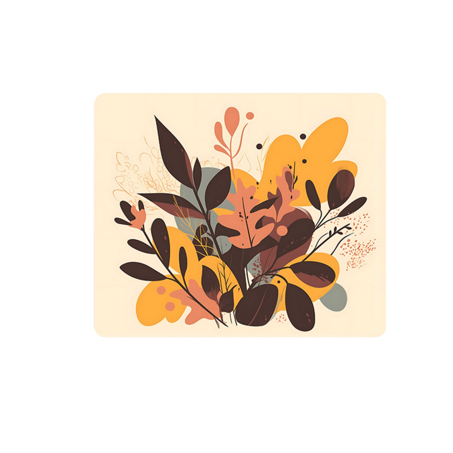 Mouse Pad with Non Slip Rubber Base and Decorative Botanical Design