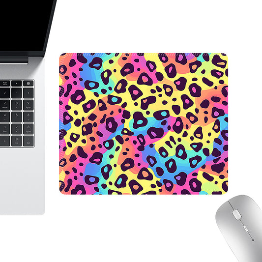 Colorful Leopard Print Mouse Pad with Non Slip Rubber Base and Smooth Fabric Surface