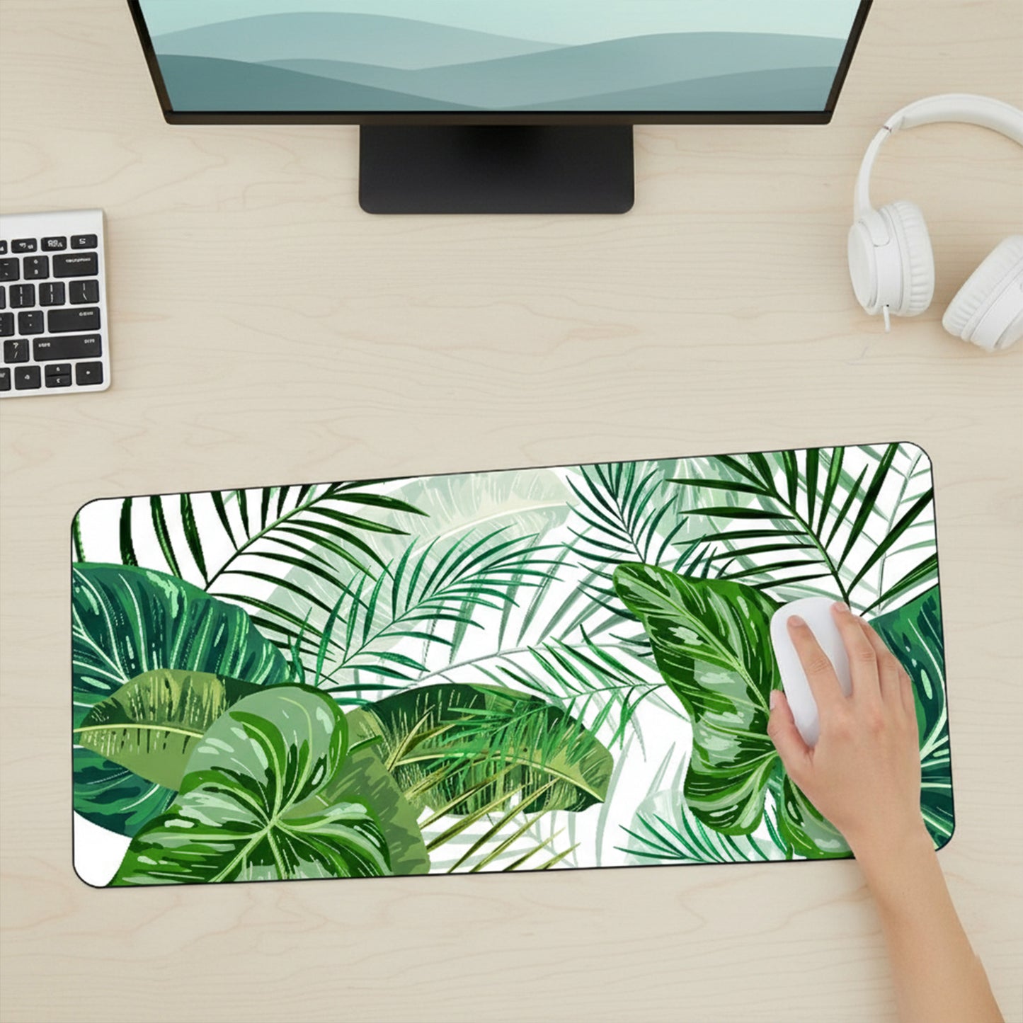 Extended Gaming Mouse Pad with Non Slip Rubber Base Stitched Edges and Smooth Precision Surface