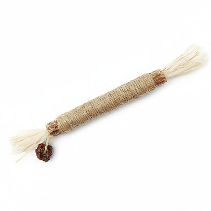 3-piece Natural Rope Cat Toy Stick with Wrapped Fiber Handle and Tassel Ends