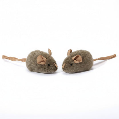 Plush Mouse Cat Toys 2-Pack Soft Faux Fur Design with Tails for Interactive Play