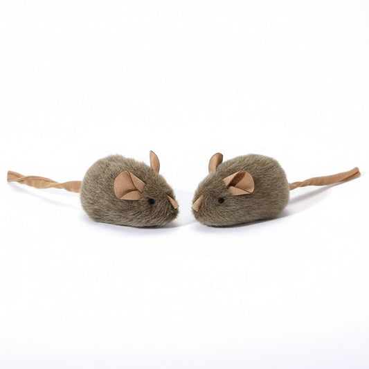 Plush Mouse Cat Toys 2-Pack Soft Faux Fur Design with Tails for Interactive Play