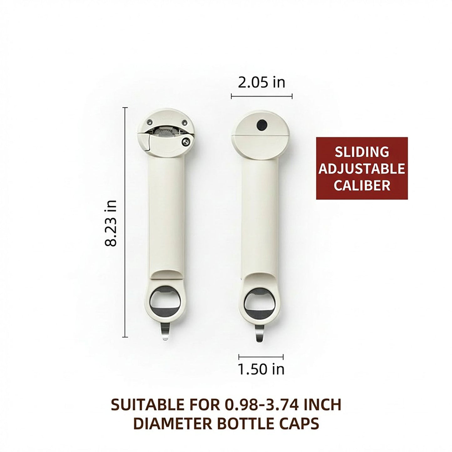 Adjustable Manual Jar Opener with Long Handle for Tight Lids and Sealed Jars