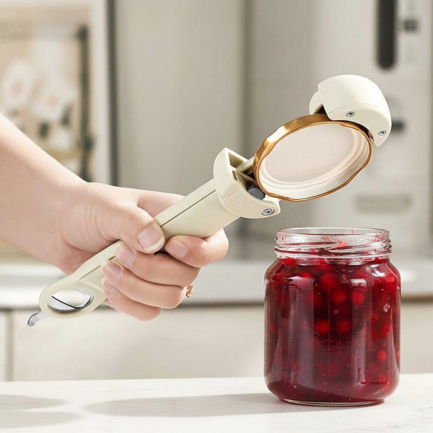 Adjustable Manual Jar Opener with Long Handle for Tight Lids and Sealed Jars