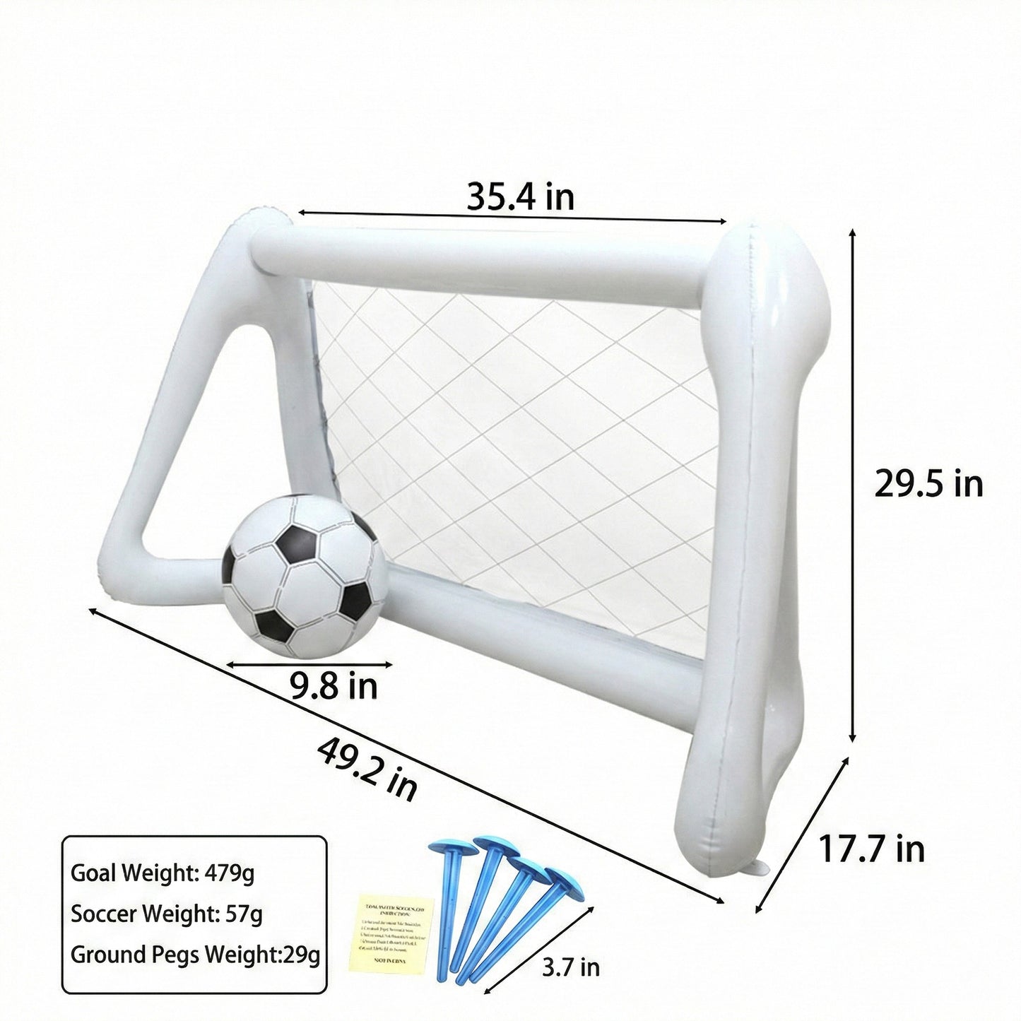 Inflatable Soccer Goal with Net Portable Backyard Lawn and Park Play