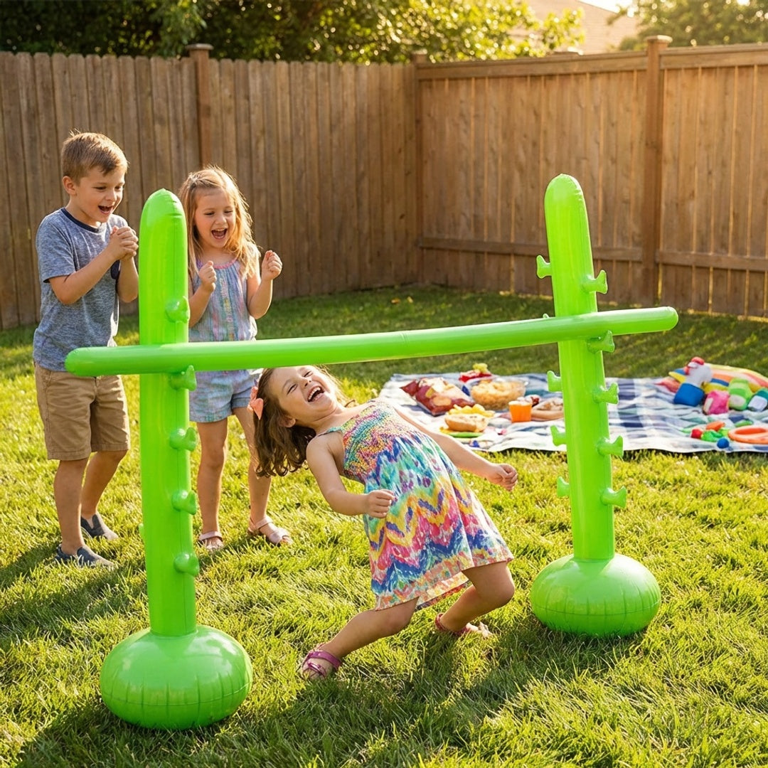 Portable Inflatable Limbo Game Set for Kids Backyard Party Jump Bar PVC Outdoor Lawn Family Game