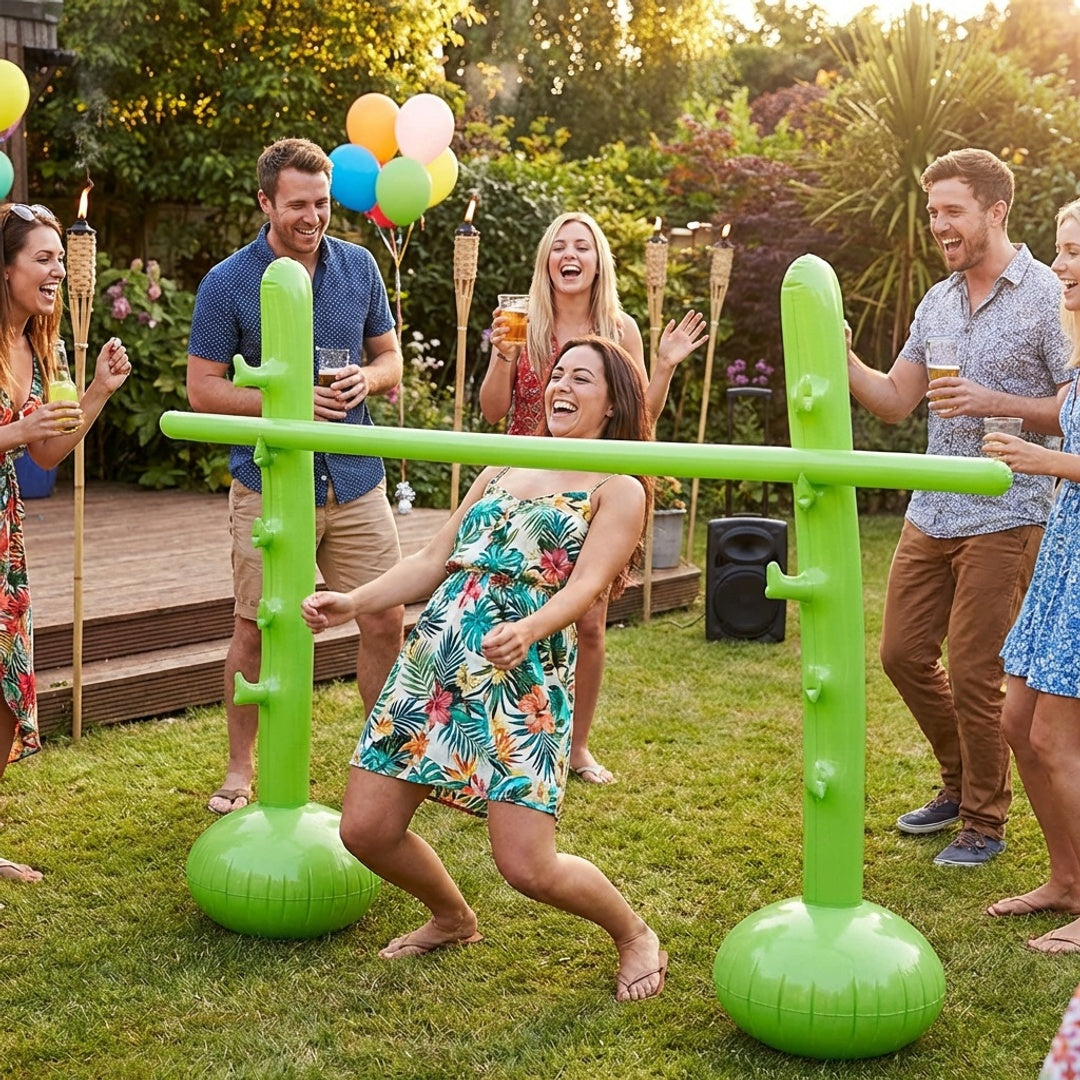 Portable Inflatable Limbo Game Set for Kids Backyard Party Jump Bar PVC Outdoor Lawn Family Game