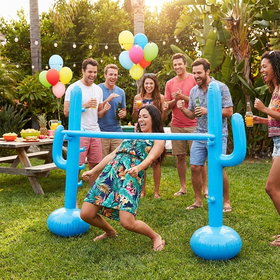 Portable Inflatable Limbo Game Set for Kids Backyard Party Jump Bar PVC Outdoor Lawn Family Game