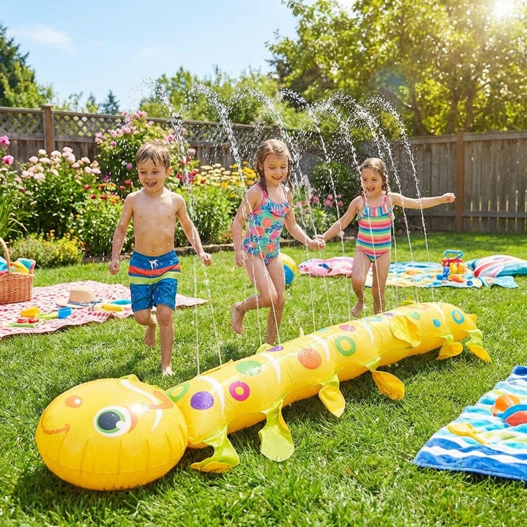 Inflatable Caterpillar Sprinkler Mat Outdoor Water Play Splash Pad PVC Backyard Summer Lawn Toy