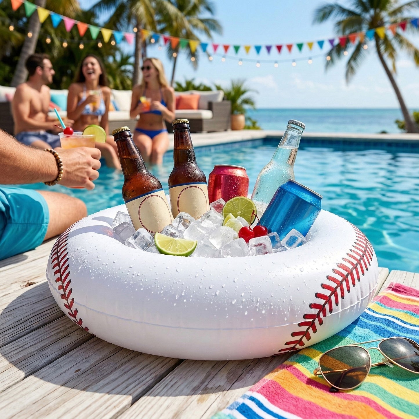 Inflatable Ball Pool Ice Bucket Floating Drink Cooler Beverage Holder Party Drink Tub