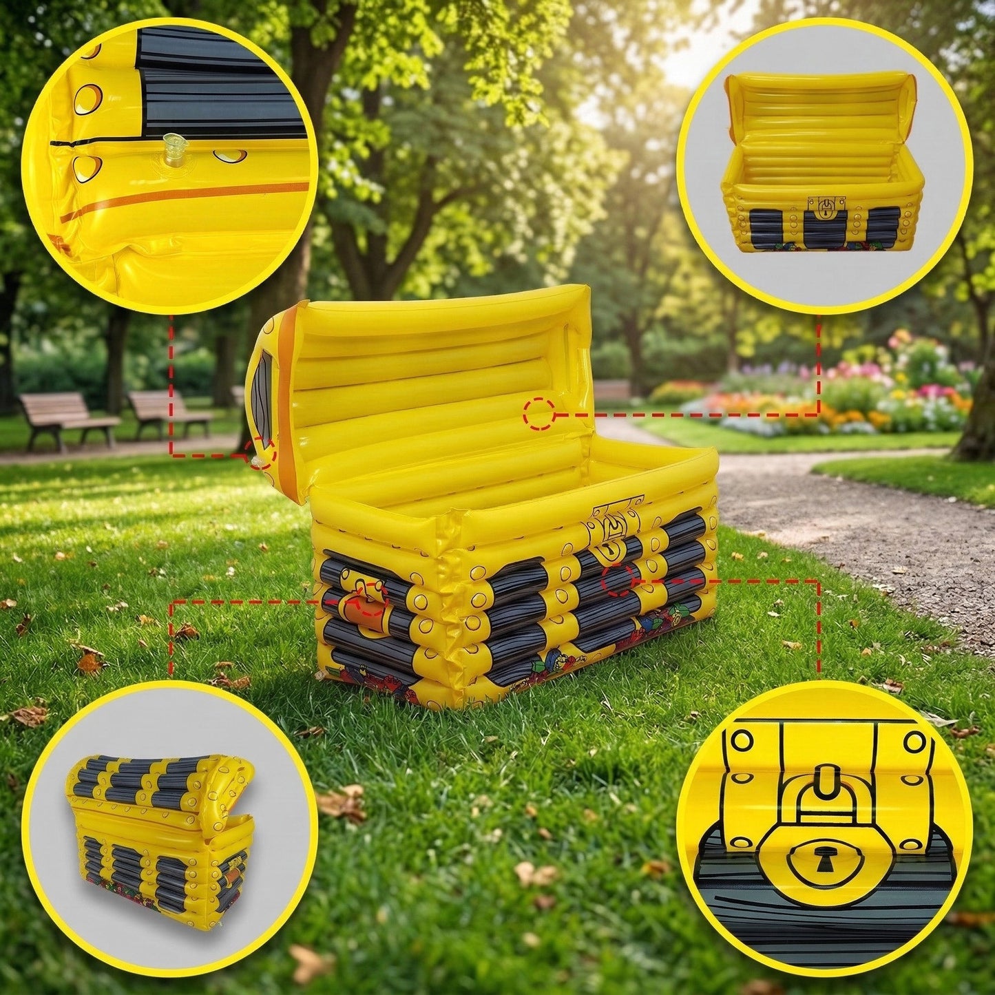 Inflatable Treasure Chest Ice Bucket Party Drink Cooler Beverage Cooler for Pool Parties