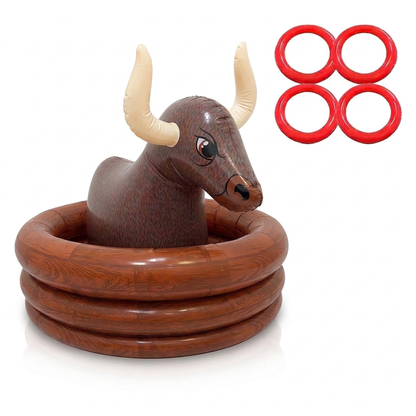 Inflatable Bull Ring Toss Game Ice Bucket Party Drink Cooler with Toss Beverage Cooler Party Game