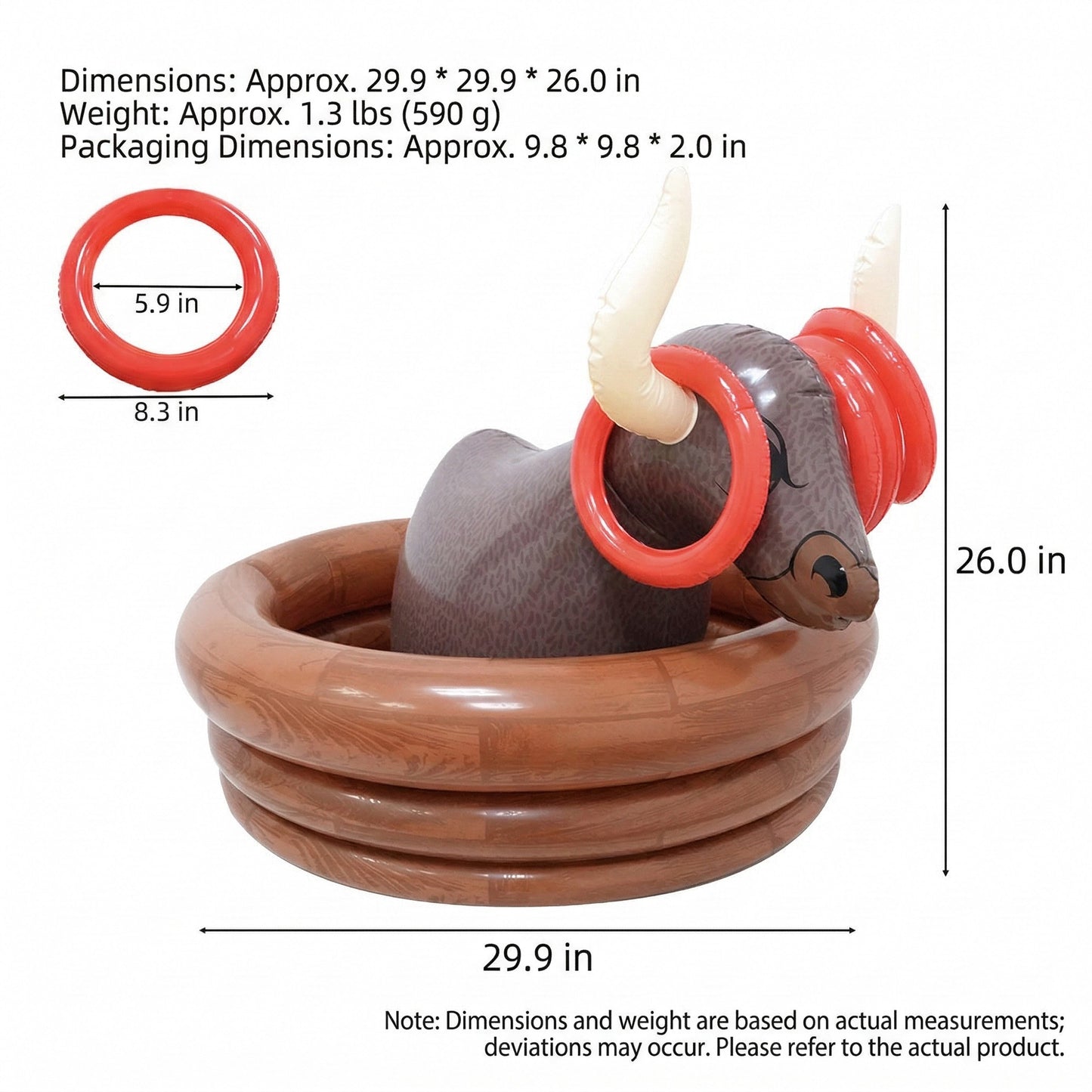 Inflatable Bull Ring Toss Game Ice Bucket Party Drink Cooler with Toss Beverage Cooler Party Game