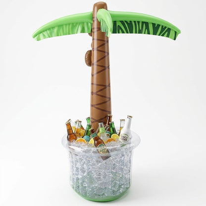 Inflatable Palm Tree Pool Ice Bucket Cooler Party Drink Tub Outdoor Beverage Cooler with Shade