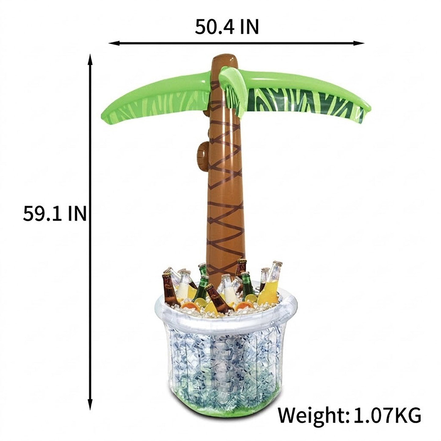 Inflatable Palm Tree Pool Ice Bucket Cooler Party Drink Tub Outdoor Beverage Cooler with Shade