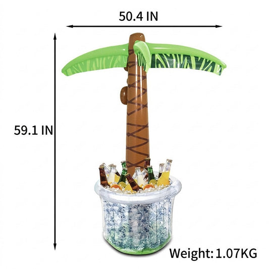 Inflatable Palm Tree Pool Ice Bucket Cooler Party Drink Tub Outdoor Beverage Cooler with Shade