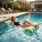 Inflatable Pool Hammock Float Lounge with Mesh Seat and Headrest for Swimming Pool Water Relaxation