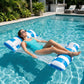 Inflatable Pool Hammock Float Lounge with Mesh Seat and Headrest for Swimming Pool Water Relaxation