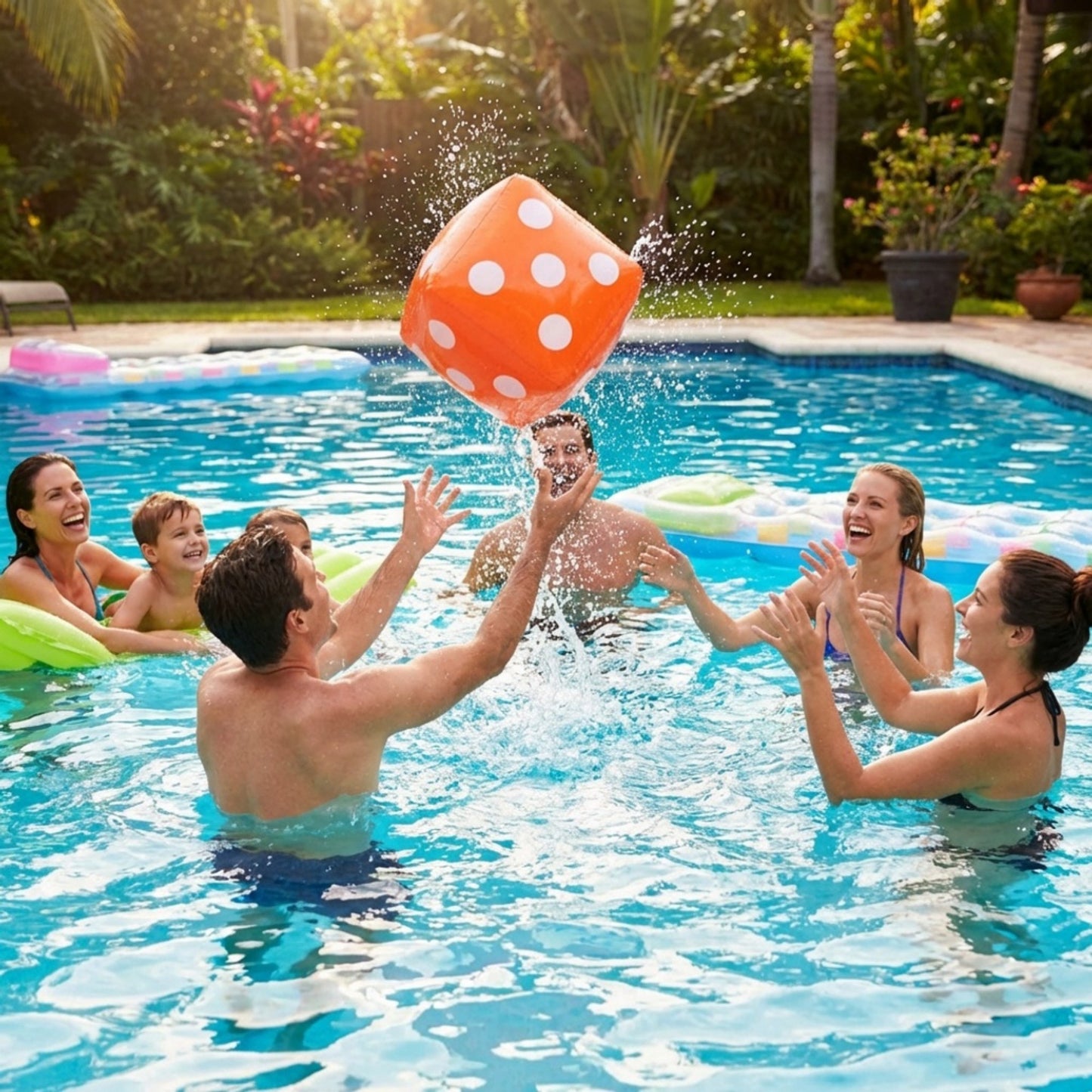 Inflatable Giant Dice Pool Toy Floating Dice Game Ball for Pool Parties and Water Games