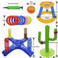 Inflatable Pool Games Set with Basketball Hoop and Ring Toss Water Toy Kit for Pool Parties