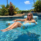 Inflatable Pool Lounge Chair Float with Adjustable Backrest and Arm Supports